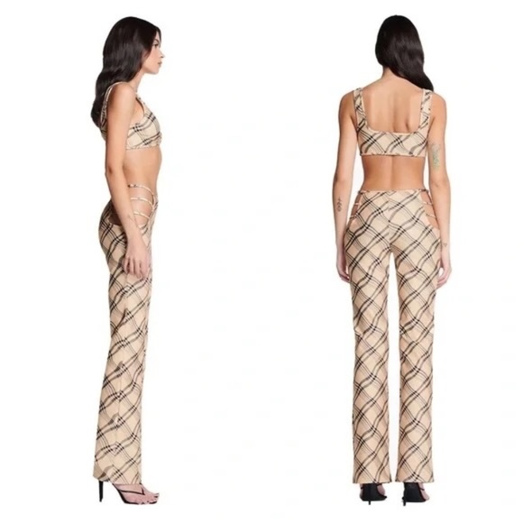 I.AM.GIA. Lucid Tan Check  Cut Out Lucid Euphoria Maddy Pants NEW - Picture 7 of 7
